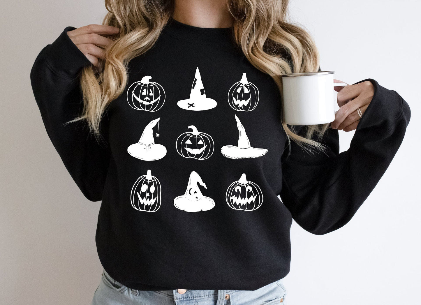 Witch Hat Pumpkin Doodle Gildan Softstyle Crewneck