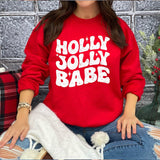 Holly Jolly Babe Christmas  Heavy Blend Sweatshirt