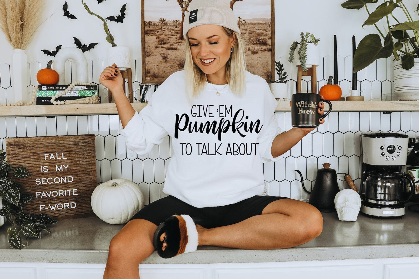 Give Em Pumpkin to Talk About Thanksgiving Gildan Sofstyle Sweatshirt