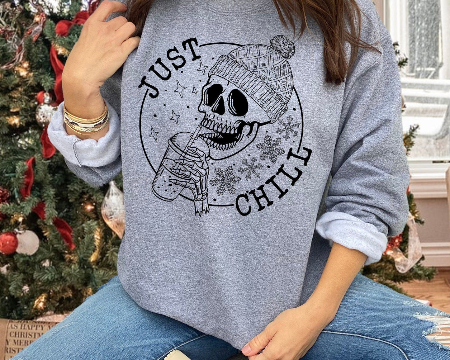 Just Chill Skeleton Iced Coffee  Heavy Blend Sweatshirt