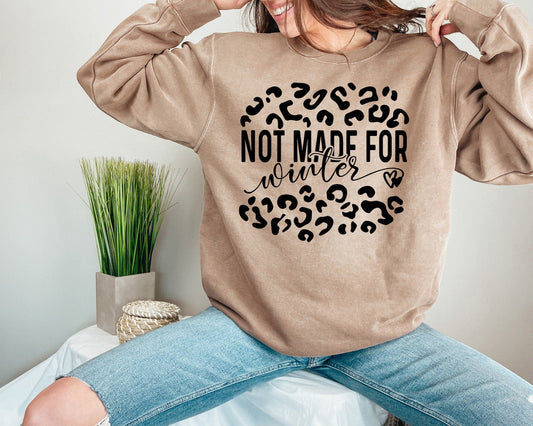 Not Made For Winter Leopard  Heavy Blend Sweatshirt