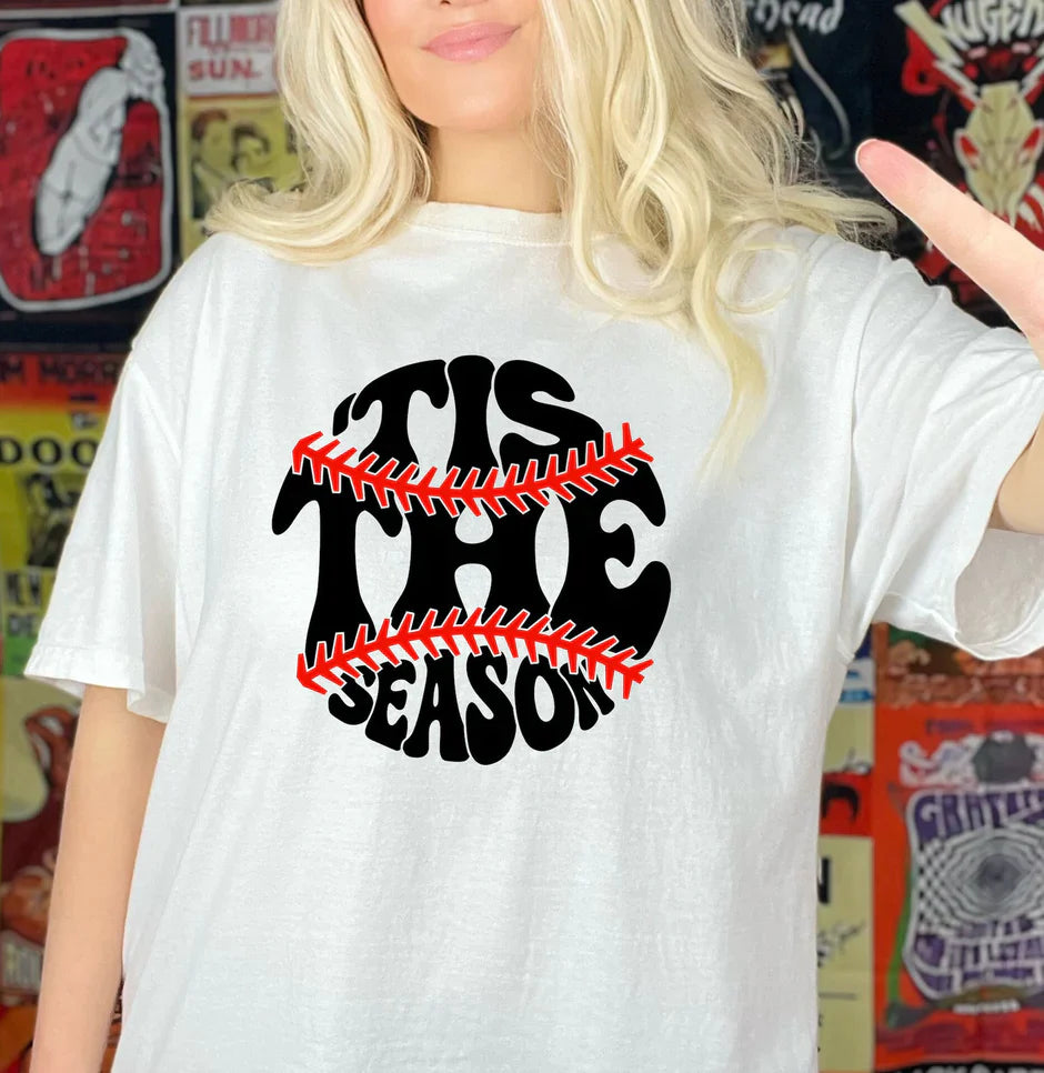 Tis the Season Baseball PUFF Comfort Colors T-Shirt