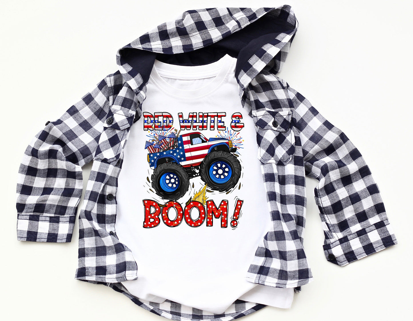 Kids Red White & Boom Truck Youth T-shirt
