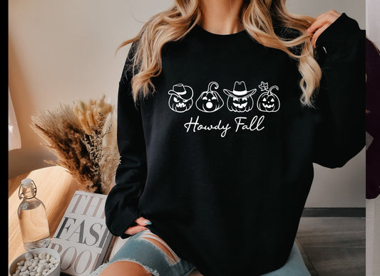 Howdy Fall Pumpkin Row  T-shirt or Sweatshirt