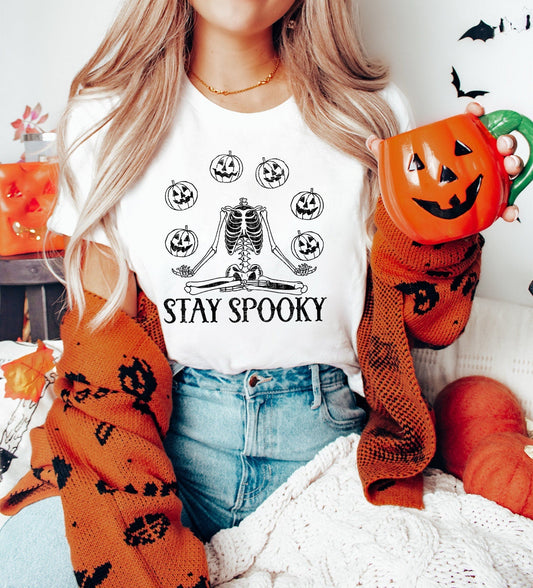 Stay Spooky Skeleton Pumpkin Gildan Softstyle T-shirt