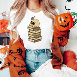 Halloween Skull Book Stack Comfort Colors T-shirt