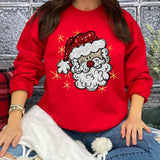 Christmas GLITTER Santa Gildan Sweathshirt