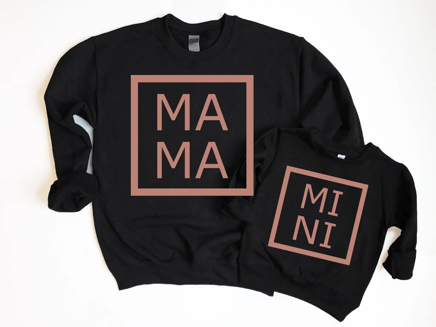 Mama Mini Metallic Rose Gold Black Sweatshirt