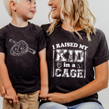 I Raised My Kid in a Cage Baseball Mama and Mini Baseball Sketch Bella Canvas T-Shirt