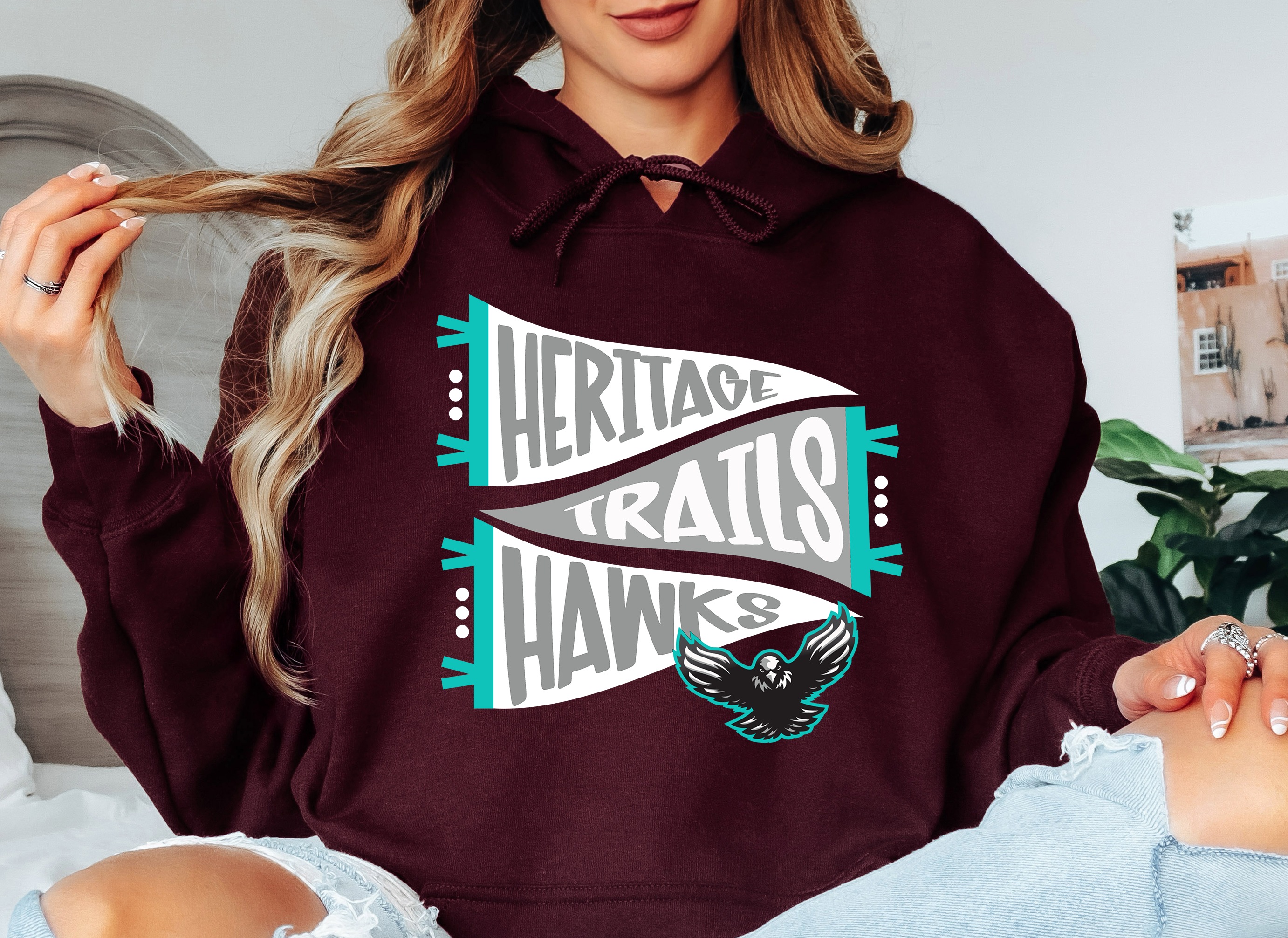Heritage Trails Hawks Pennant Adult Hoodie
