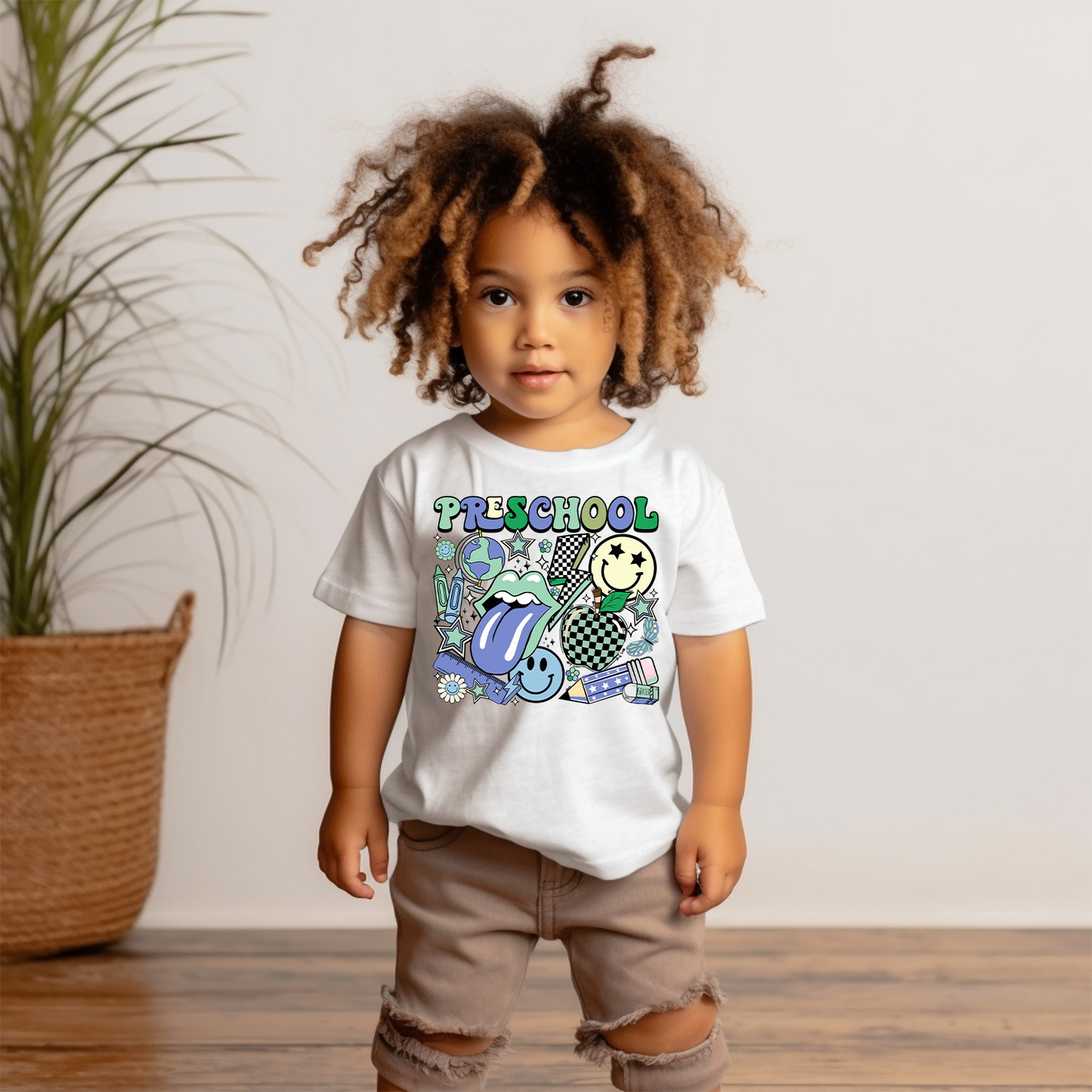 Back To School Blue Retro Kids T-Shirt