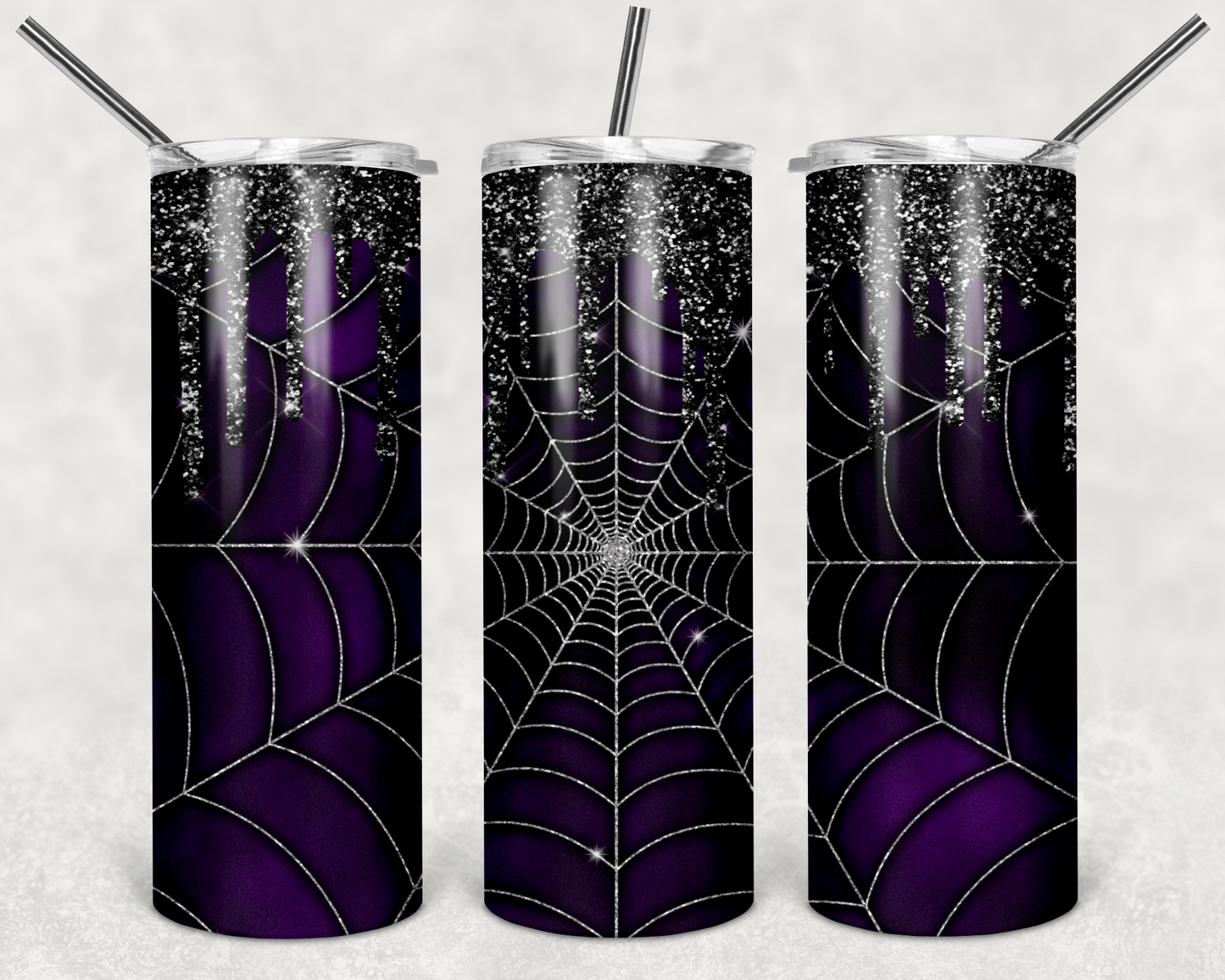 Purple Cobweb Halloween Tumbler
