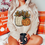 Sequin Effect Pumpkin  Flowers  Sweatshirt or T-shirt