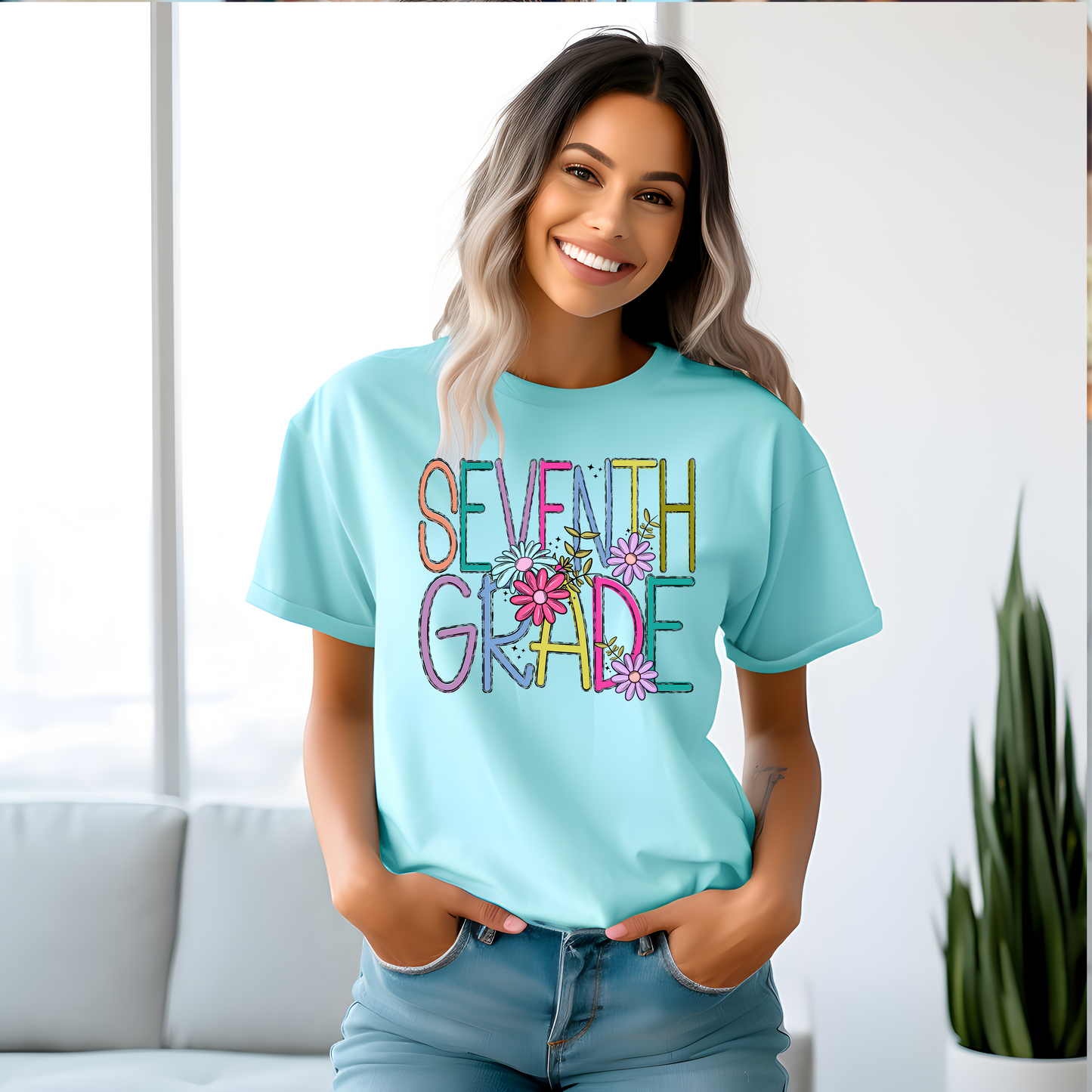 Back to School Floral Skinny Doodle Comfort Colors T-Shirt