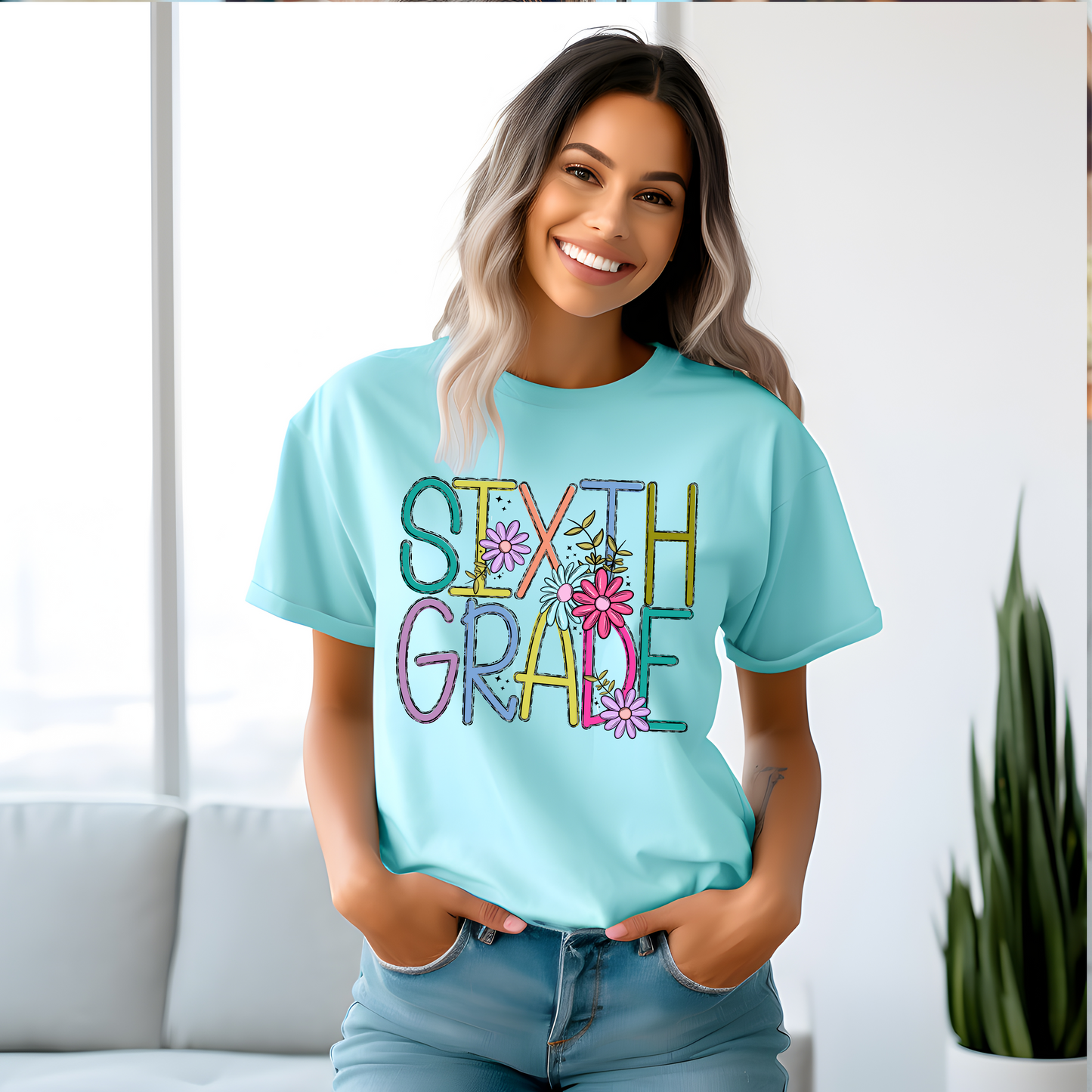 Back to School Floral Skinny Doodle Comfort Colors T-Shirt