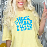 Thick Tanned Tatted and Tipsy (Bright Blue) Comfort Color T-shirt