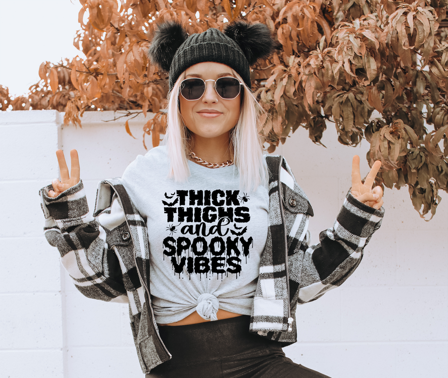 Thick Thighs Spooky Vibes Halloween Bella Canvas T-Shirt