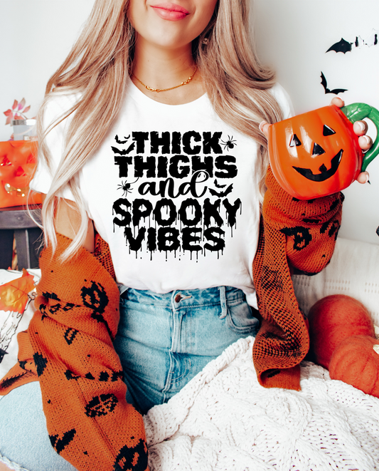 Thick Thighs Spooky Vibes Halloween Bella Canvas T-Shirt