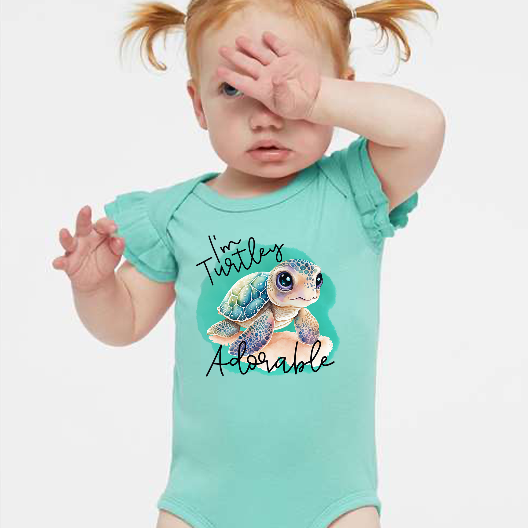 Turtley Adorable Flutter Sleeve Onesie